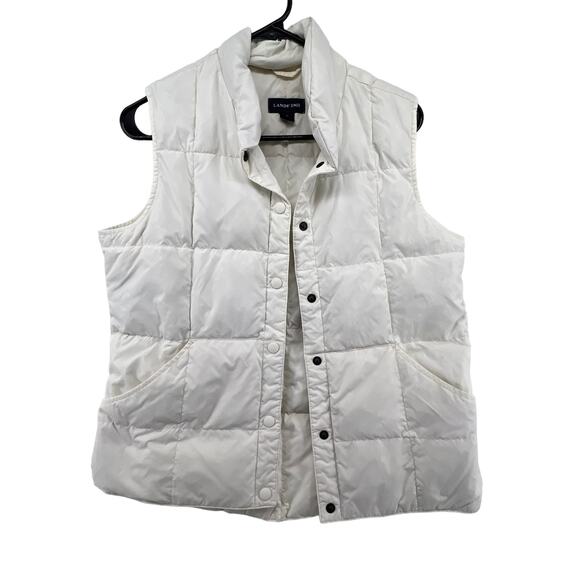 Lands' End Size Small 6-8 Vest Puffer White Pockets Goose Down Fill Snap Closure - Picture 1 of 3